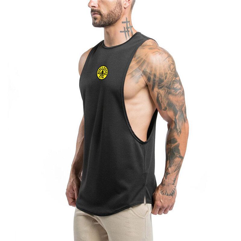 Muscleguys Майка для тренировок Мужская одежда для бодибилдинга Майки для тренировок для мышц Хлопковая майка с круглым вырезом без рукавов для мужчин