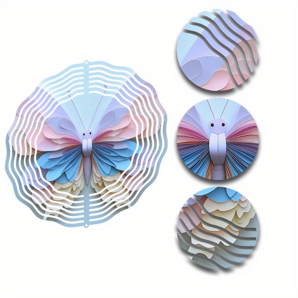 1pc 3D Mandala Flower Hanging Wind Spinner, Metal Garden Wind Chime, 360° Rotating Hook, Outdoor Yard Decor, No Electricity or Battery Needed