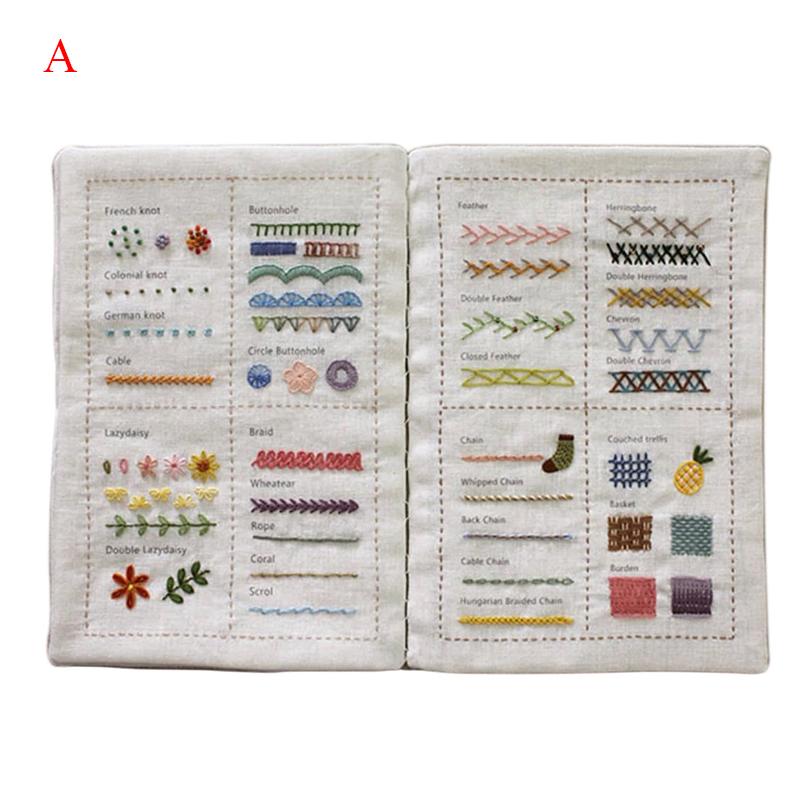 Enthusiasts & Beginners Embroidery Instructions Book for DIY Sewing Kit, Creative Embroidery Stitches Book, Family Stitching Loose-Leaf Book