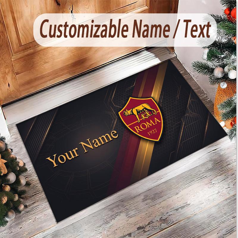 Personalized Crystal Velvet Carpet AS Roma FC Pattern Non Slip Floor Rug