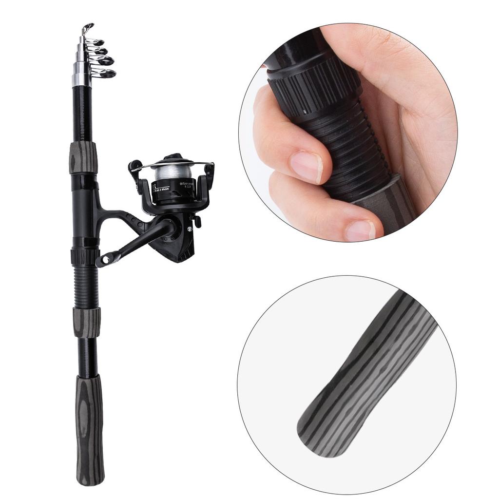 New Portable 1.8m-2.1m Telescopic Fishing Rod Gear Ratio 5.2:1 Reel Fishing Rod Kit Full Tools Spinning Reel Fishing Bait Accessories Bag