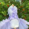 Fine Handmade Pet Dog Clothes Fashion Luxury Lace Flower Long Tail Cake Dresses For Small Medium Dog Wine Red Purple Puppy Dress
