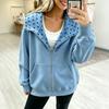 Women S Casual Loose Hooded Cardigan Sweatshirt Jacket Autumn