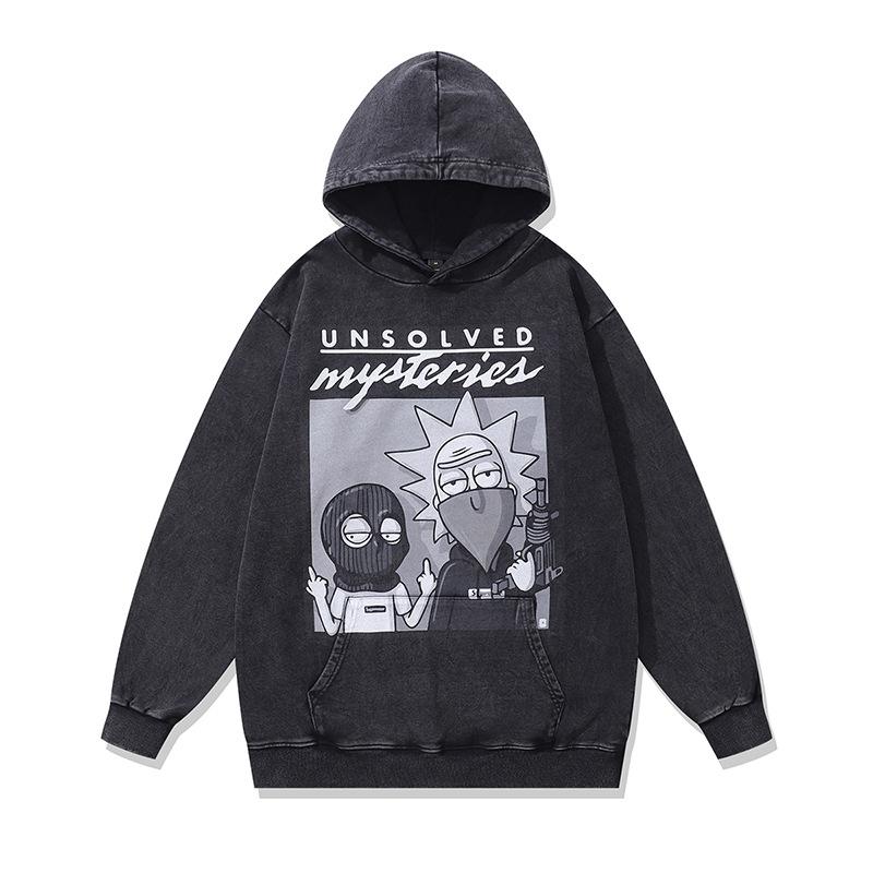 Американский Ретро Жареный Цвет Худи с Капюшоном Billie Цифровая Прямая Печать Стираный Худи из Чистого Хлопка Мужской