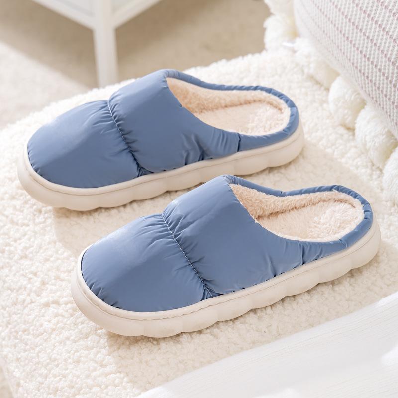 Новые осенние и зимние хлопковые тапочки, пара домашних тапочек с толстой подошвой, нескользящие, теплые, плюшевые, мужские и женские тапочки