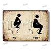 Funny Toilet Vintage Metal Poster Bathroom Rules Retro Tin Sign Bathroom Toilet Wall Art Decoration Plaque for Modern Home Decor