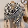 Качели И Зимняя Птица Клетчатый Шарф Женский Стиль Имитация Кашемира Шарф Утолщенная Теплая Шаль-Накидка для Кондиционированного Помещения