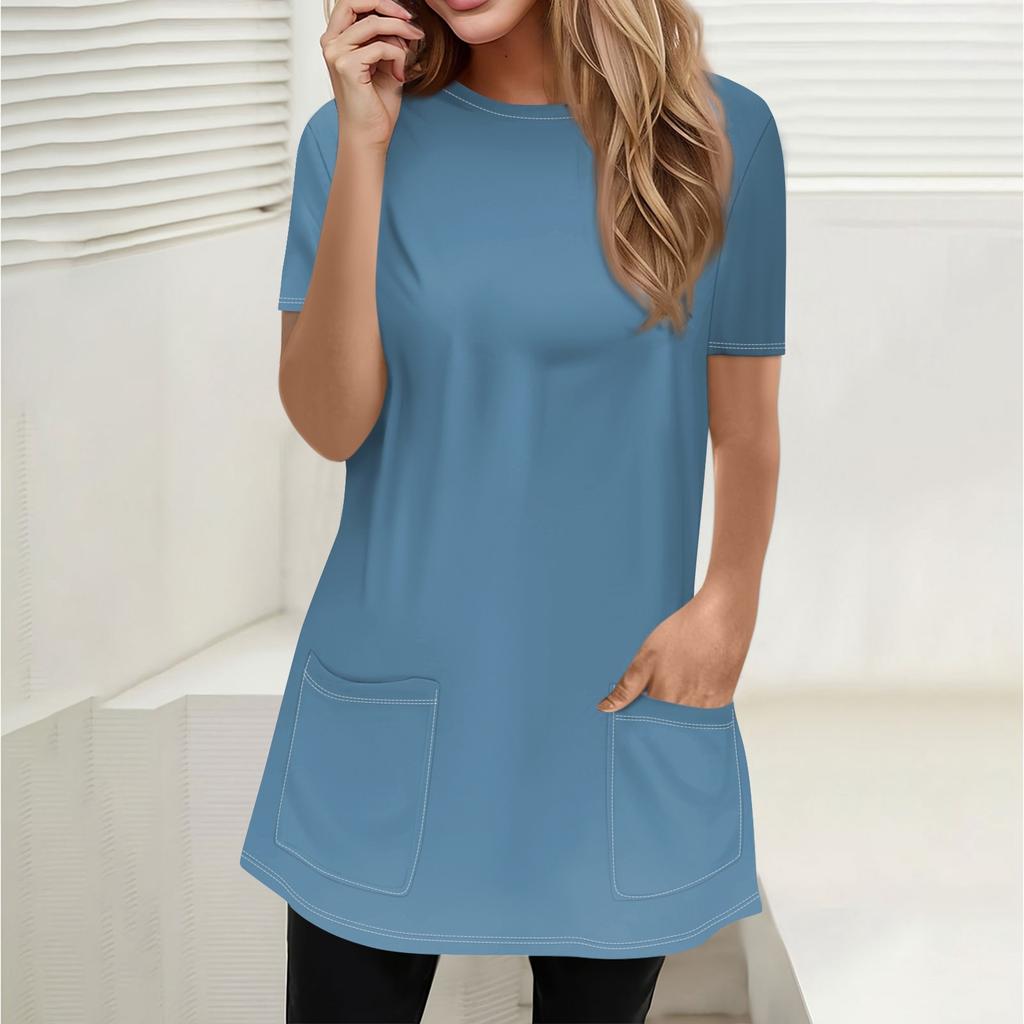 Жен. Футболка Футболка С принтом С короткими рукавами Повседневные Выходные Мода Классический Круглый вырез Карманы Обычный Топ