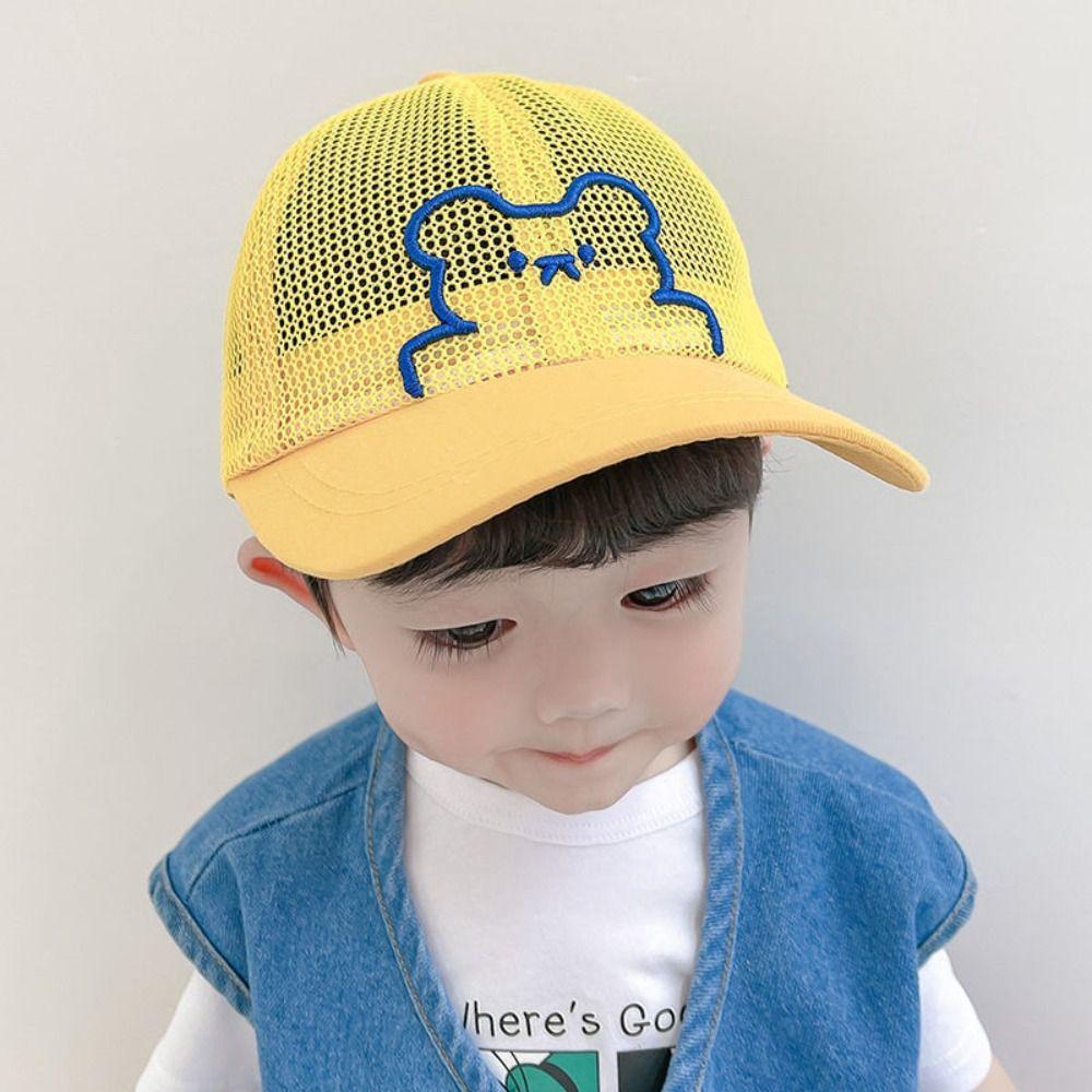 Cartoon Bear Children Baseball Cap Breathable Mesh Baby Beach Hat Panama Cap For 2-5 Years Old
