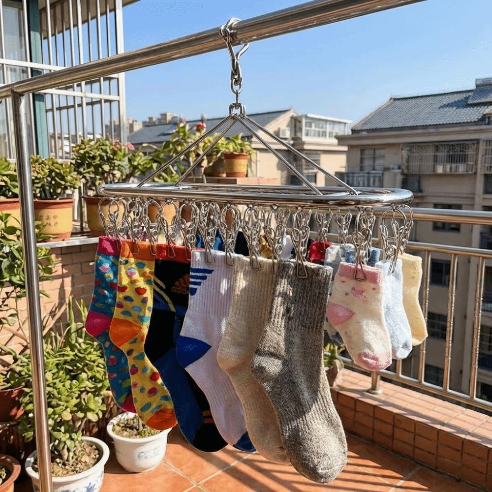 20/30 Clips Socks Drying Rack Stainless Steel Underwear Socks Holder Sock Laundry Airer  Balcony