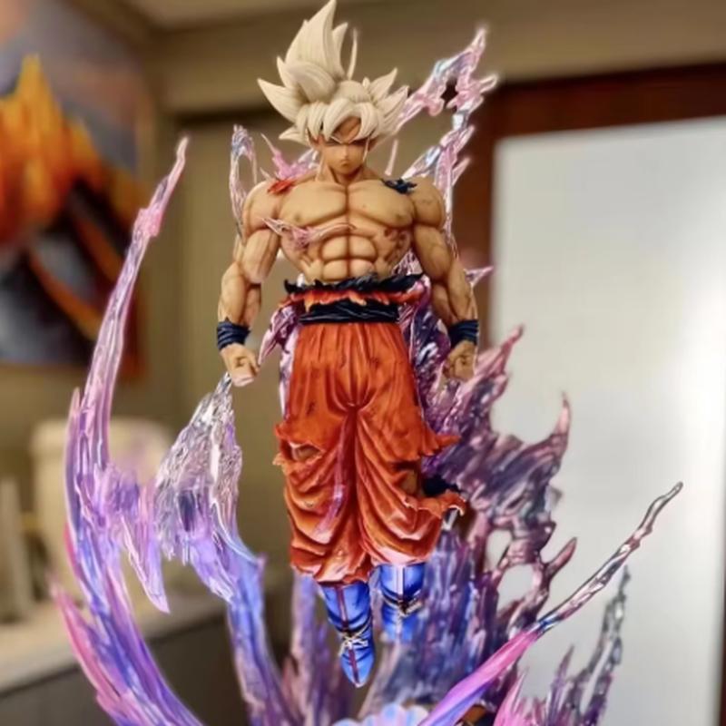 25cm Anime Can Emit Light Figure Ultra Instinct Son Goku Saiyan Pvc Sculpture Doll Decoration Model Collection Toys