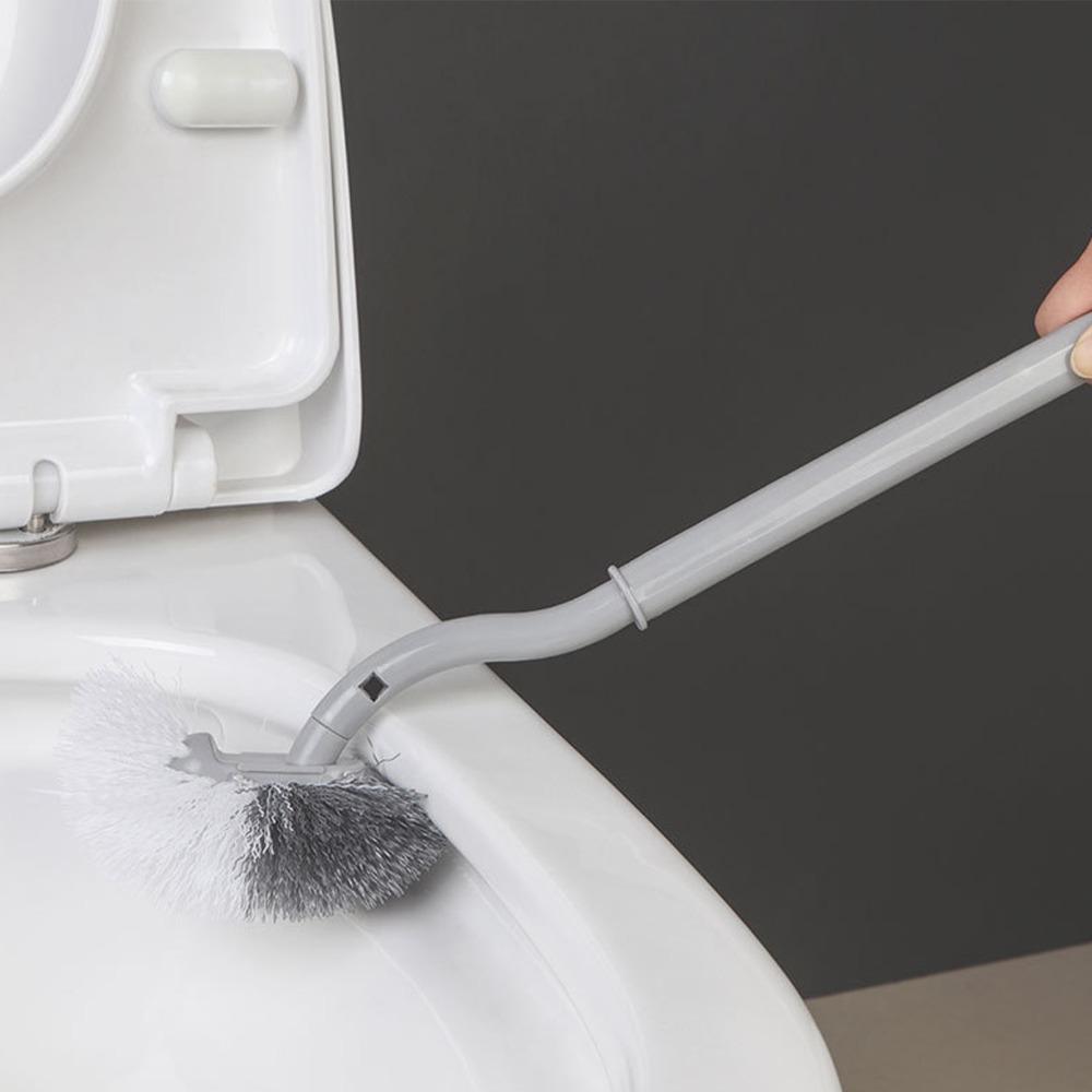 2pcs Hanging Hole Design Curved Toilet Brush Long Handled Toilet Cleaning Brush Household Cleaning