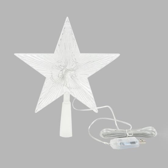 Рождественская звезда-верхушка для елки с несколькими режимами освещения, пульт дистанционного управления, питание от USB, 3D-украшение для верхушки елки в виде звезды