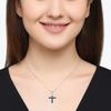 Blue Sapphire Religious Cross Pendant- Sterling Silver