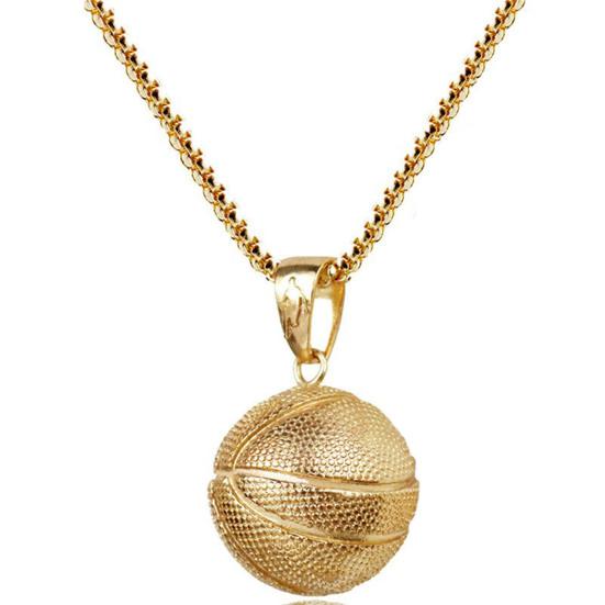 Мужское ожерелье с геометрическим круглым полым мячом, мемориальное гальваническое платье, мужской баскетбольный мяч из нержавеющей стали