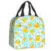 Yellow Rubber Ducks And Bubbles Thermal Insulated Lunch Bag Women Animal Tote for Outdoor Camping Storage Food Bento Box
