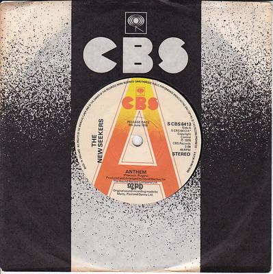 7-дюймовая пластинка NEW SEEKERS - Anthem SCBS6413PROMO CBS 1978 Великобритания Поп Б/У