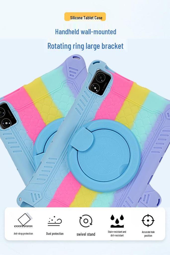 Rotatable Leather-Texture Silicone Case for Teclast T40 5G Tablet, Anti-Drop Protection