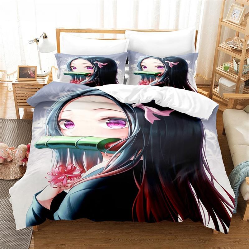 Новый аниме Kamado Nezuko пододеяльник Demon Slayer комплекты постельного белья для детей мальчиков девочек постельное белье Queen King Full Twin Single Size комплекты