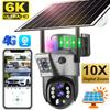 LS VISION Solar Camera 4G Sim Card Outdoor Surveillance 6K Three Lens 10 Digital Zoom Wireless Cctv PTZ IP66 Security Solar Powered Cam