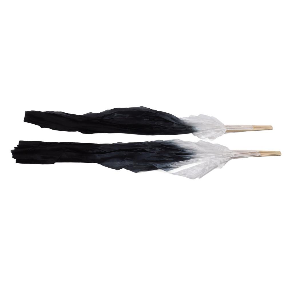 1 Pair Faux Silk Veil Dance Fans Hand Made Long Dance Fans Beautiful Belly Dance Fans Stage Shows