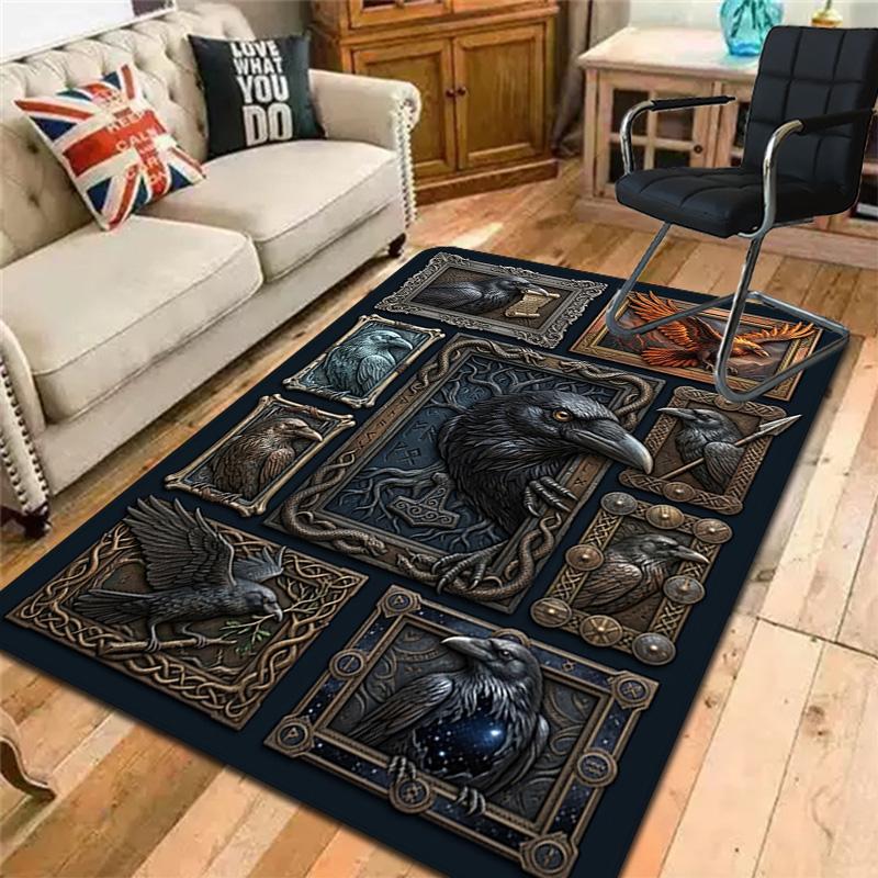 Raven Art Compilation Pattern Rug Floor Mat for Living Room or Bedroom Soft and Comfortable Carpet a Gift for Birthday and Holiday.