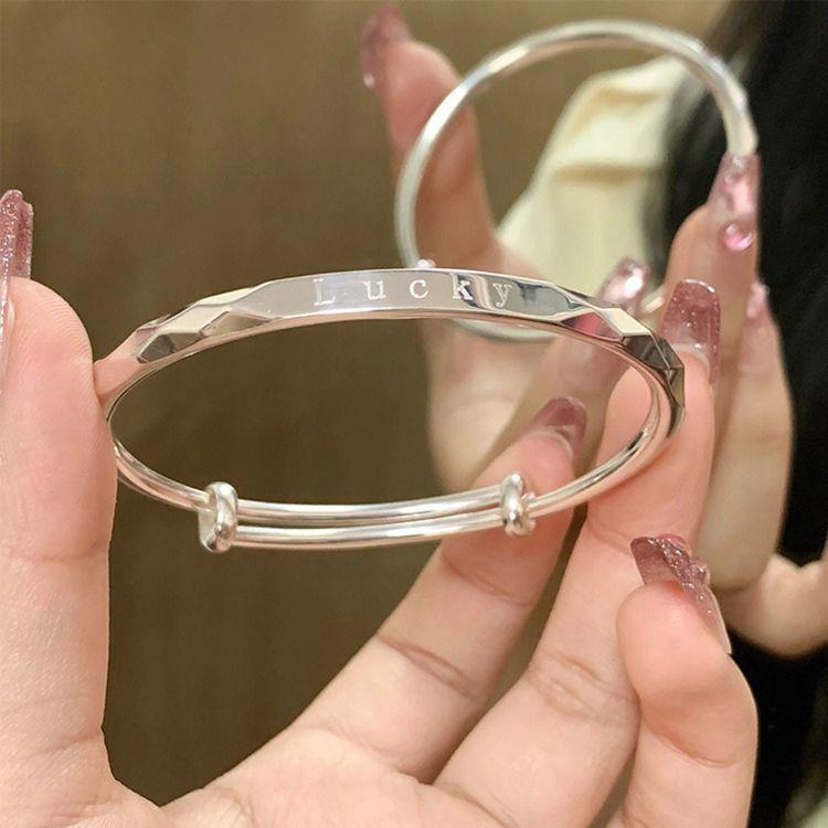 999.9 Pure Silver Bangle - Women's Sterling Silver Bracelet, Qixi Valentine's Day Gift for Wife or Girlfriend