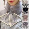 Solid Color Cross Scarf Faux Rabbit Fur Plush Neckerchief Wrap Winter Warm Neck Warmer  Girls