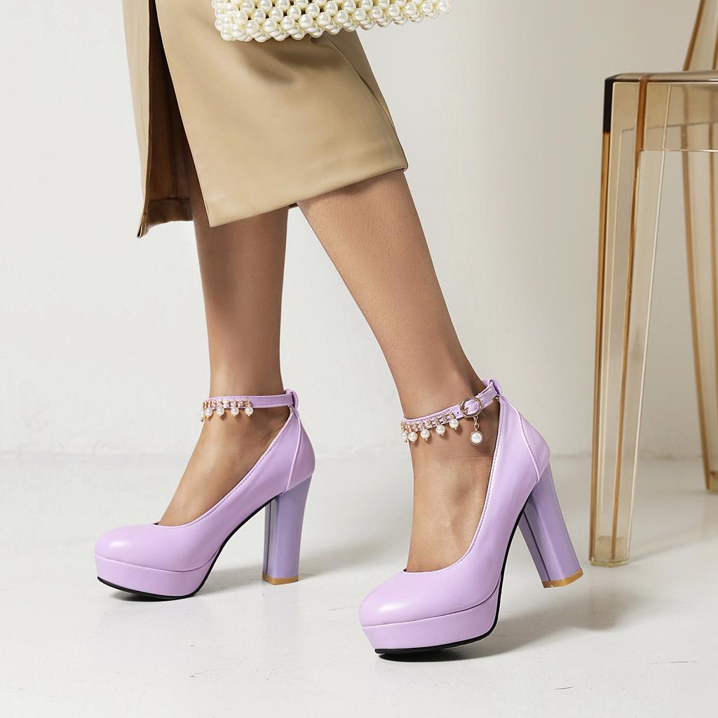 Женские туфли на высоком каблуке, универсальные, водонепроницаемые, на толстом каблуке, большого размера, с неглубоким горлом, на все сезоны