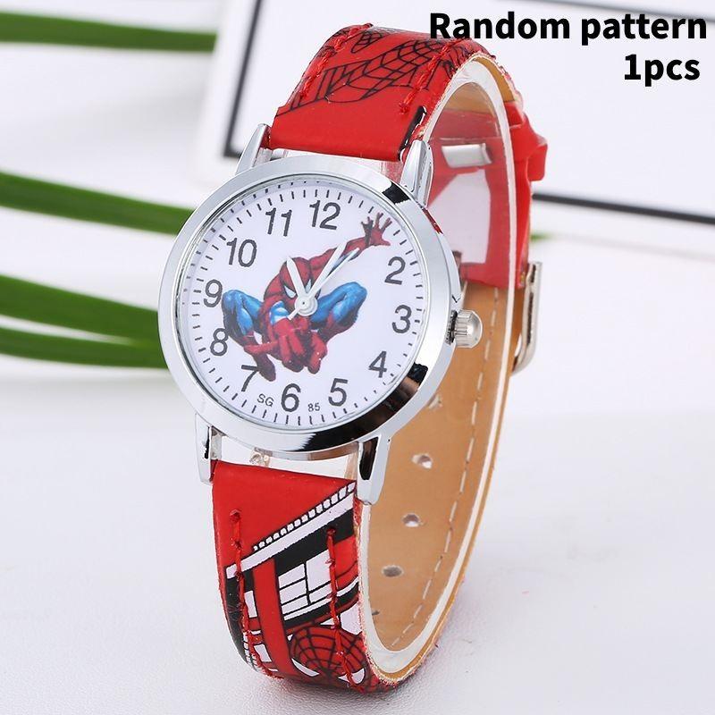 Trendy Spider Boys Watch Childrens Quartz Cartoon Pu Strap Wristwatch