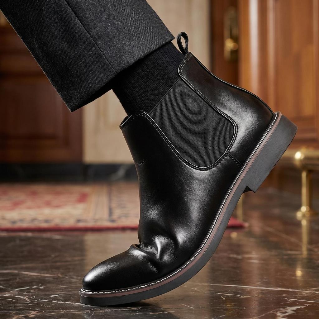 HECRAFTED SHOES/ Зимние мужские ботинки из искусственной кожи
