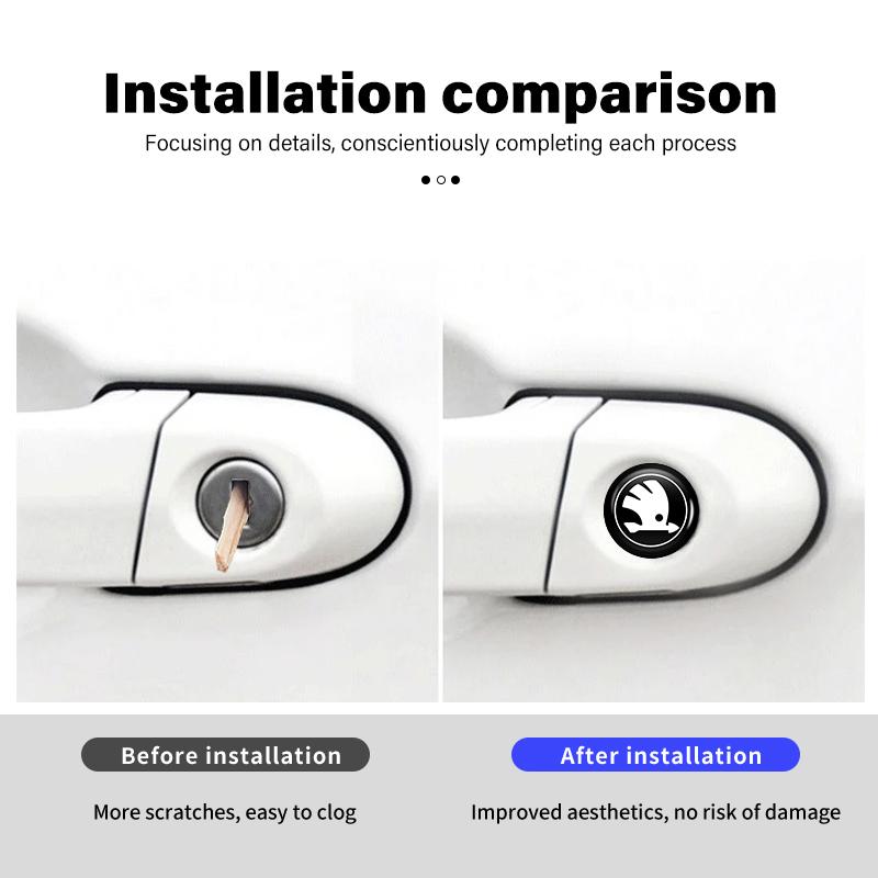 VAN4 For Skoda Car Door Keyhole Sticker Lock Protector Lock Core Decal Accessories octavia a5 a4 mk1 2 fabia superb rapid mk3 yeti