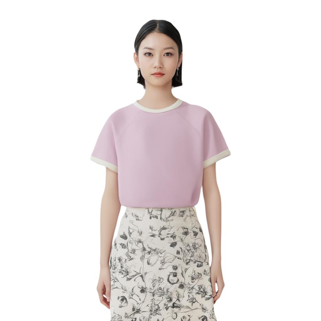 Levis Casual Slim Fit Soft Comfortable Ribbed Round Neck Short Sleeve T-Shirt Women T-Shirts Pink 001QG-0005