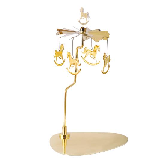 Spinning Candle Holder with Tray Stainless Steel Rotating Golden Carousel Tea Light Candle Stand Table Centerpiece Party Decoration