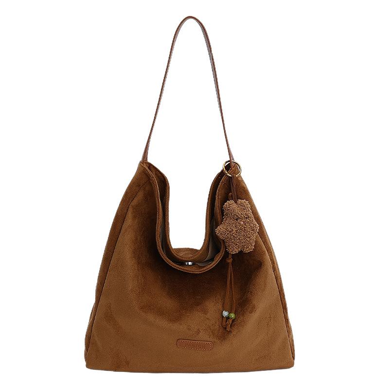 Ретро сумка женская большой вместимости 2025 новая осень и зима универсальная простая наплечная сумка текстурная сумка-тоут для поездок