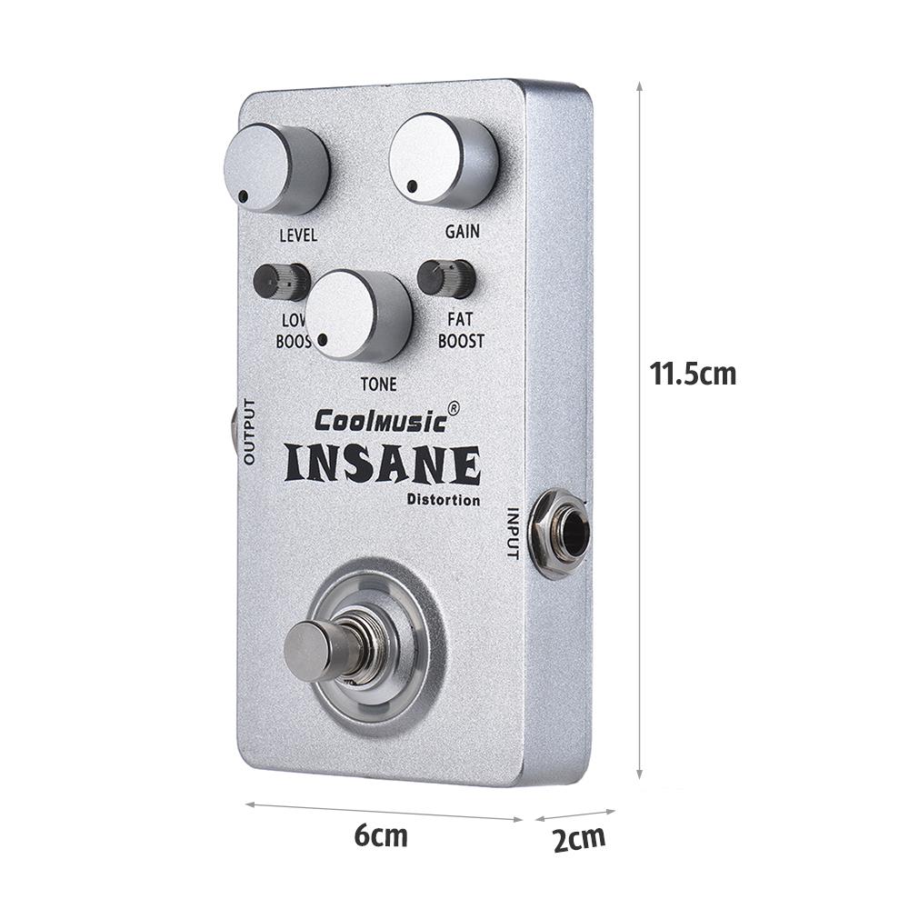 Coolmusic Electric Guitar Distortion Effect Pedal True Bypass Full Metal Shell
