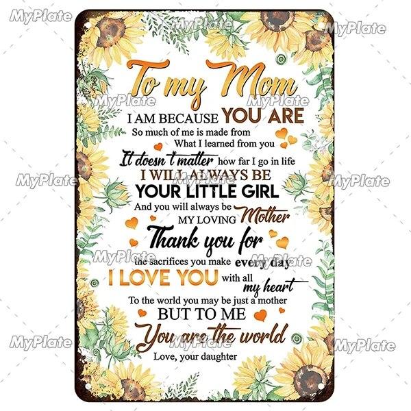 Vintage To My Mom Metal Sign Love Tin Sign Decoration Plaque Home Wall Decor Bar Sign Home Decor Poster Drop Shipping