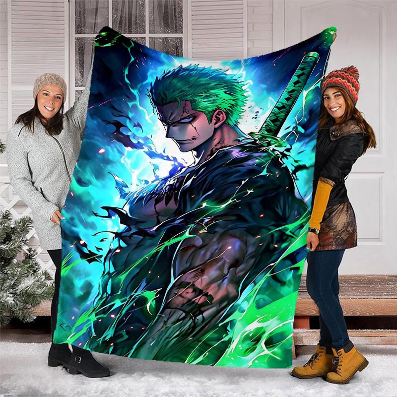 1pc Z-Zoro1 Theme Blanket - Digital Print, Polyester, Cozy for All Seasons, Perfect for Outdoor, and Travel