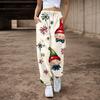 Женские повседневные брюки с завязками на резинке и рождественским принтом, спортивные штаны