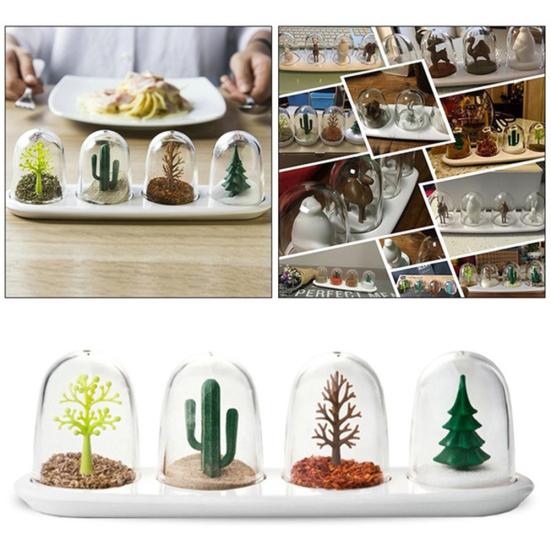 4Pcs/Set Plants Kitchen Spice Animals Seasoning Box Can Storage Bottle Salt Jar