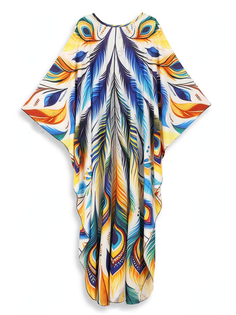 EDOLYNSA Зеленый богемный женский кафтан, расслабленное длинное платье, купальник, накидка, домашний халат Moo Moo Платье для отдыха на пляже Q1634