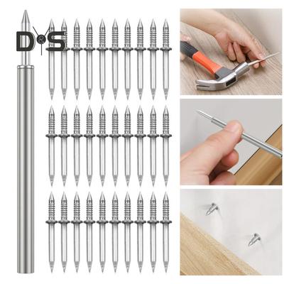 100 шт./кор. Двойная головка, гвоздь для плинтусов, бесшовный гвоздь с гильзой, инструмент для плинтуса из цельного дерева, двухсторонний гвоздь, невидимый винт безопасности