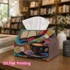 1pc, 2D Flat Printing, Tissue Box with Colorful Coffee And Book Patterns Printed Party Tissue Box, Multifunctional Kitchen And Dining Table, Coffee Ta