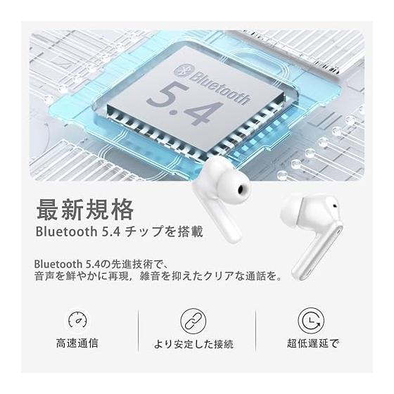 Беспроводные Bluetooth-наушники 5.4 [новинка 2026 года] ENC (Enhanced Incident) — шумоподавление во время звонков. До 40 часов воспроизведения. Высокое качество звука HI-FI. Встроенные наушники.