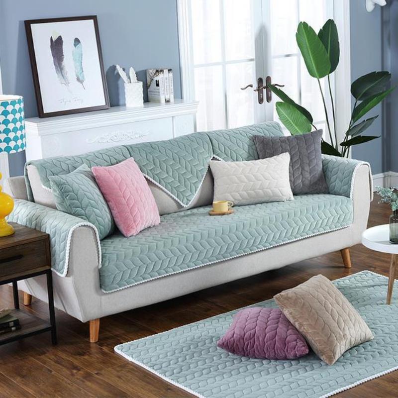 Minimalist Modern Living Room Sofa Mat Plush Dustproof Sofa Cover Household Winter Plush Comfortable and Anti Slip Seat Cushion