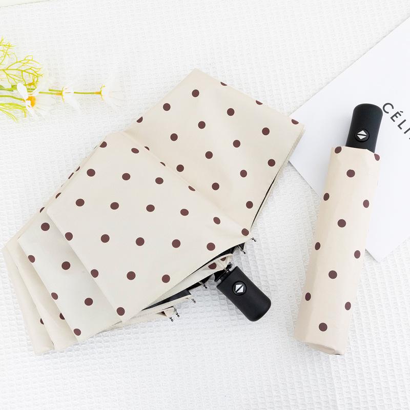 Automatic Polka Dot UV Protection Umbrella: Dual-purpose for Sun & Rain