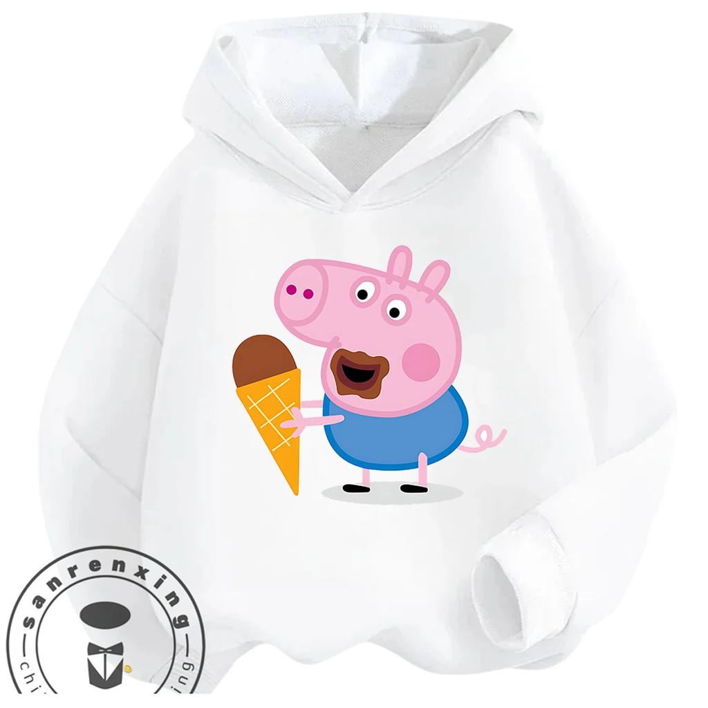 Autumn Winter Casual Youth Hoodie Cute Kawaii Cartoon Graphic Hooded Kids Tops Peppa Pig Boys Girls 3 14