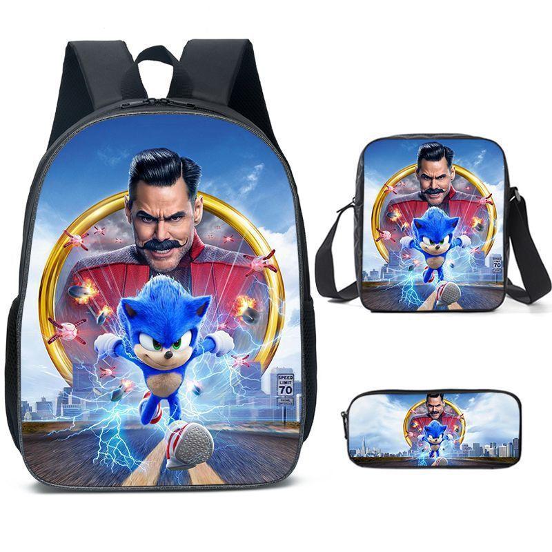 Школьный рюкзак Sonic для детей с дышащей водонепроницаемой тканью Оксфорд и мультяшным принтом для школы