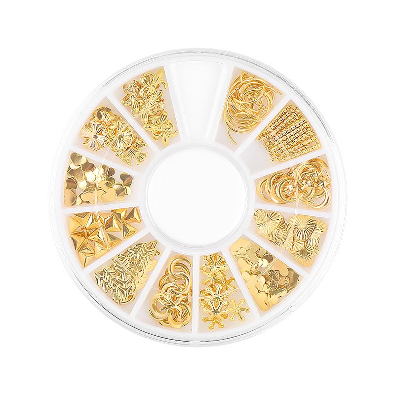 Nail Art Jewelry Star Moon Rivet Metal Ring Diy Nail Art Decoration Sticker Small Round Box Nail Sticker