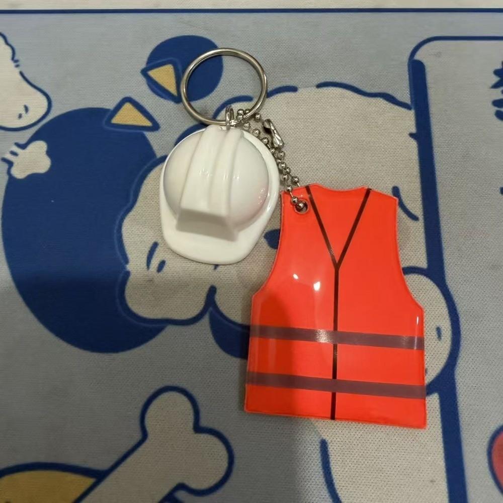 Safety Helmet Shape Reflective Keychain Reflective Design Vest Shaped Keychain  Night Travel